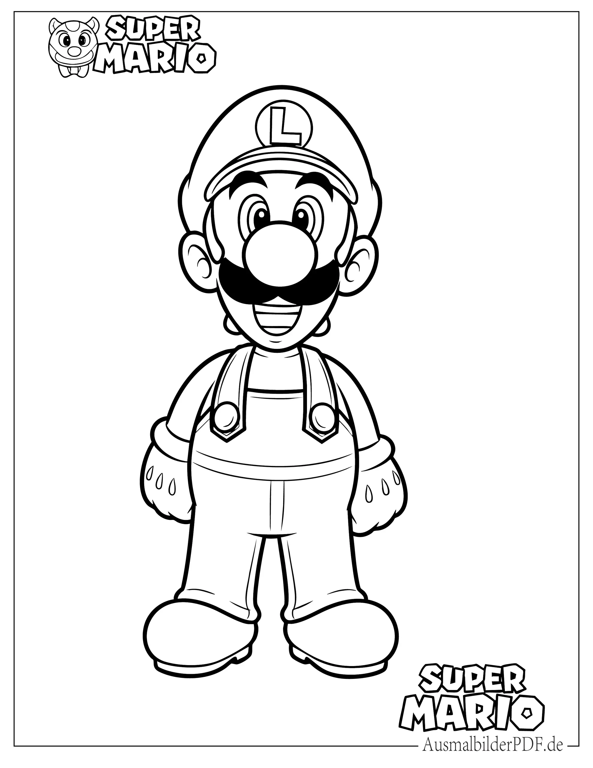 10+ Luigi Ausmalbilder (Kostenlos Malvorlagen zum Ausdrucken) Kleiner Super Mario Luigi zum Ausmalen für Kinder