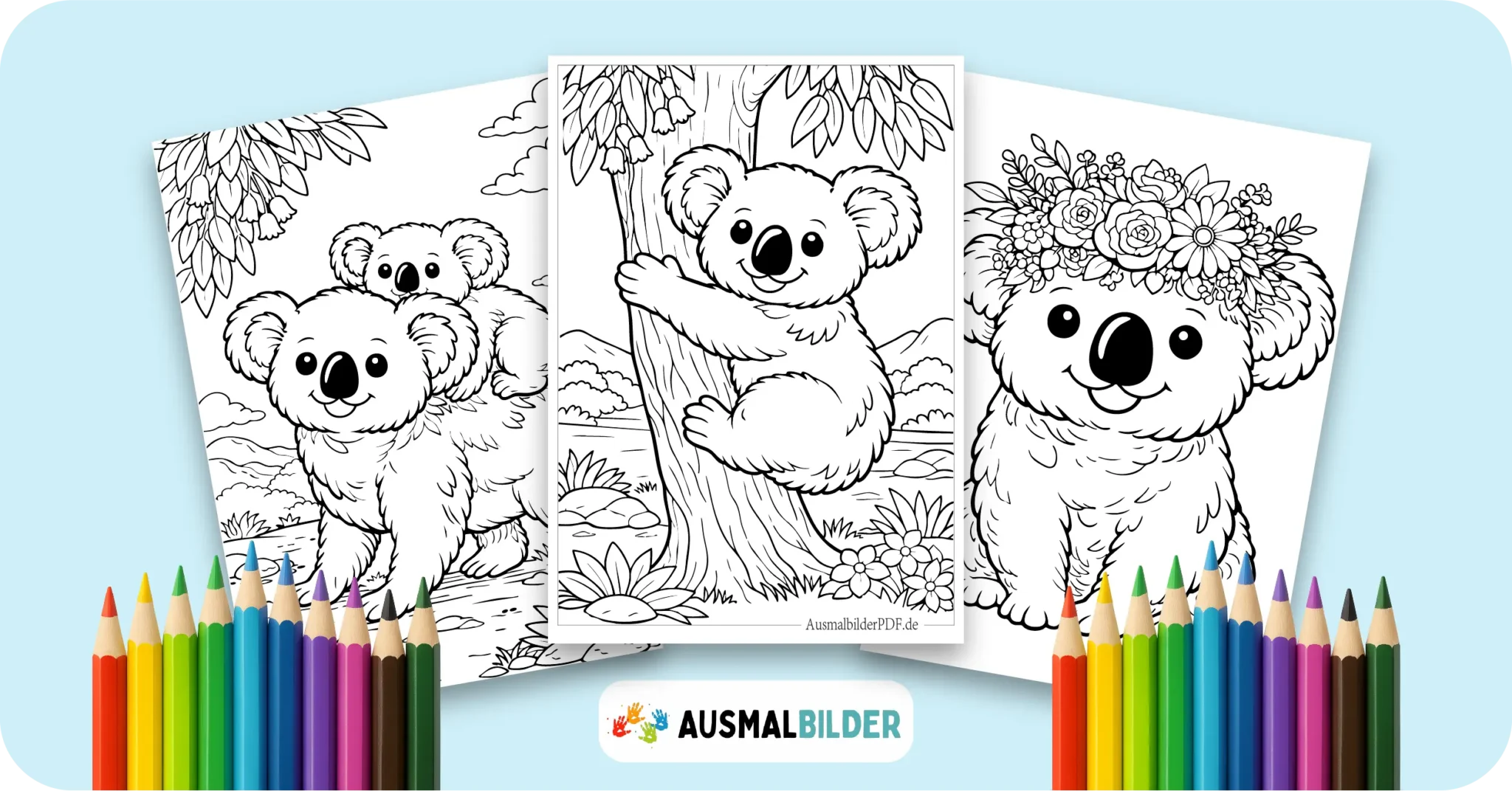 Koala Ausmalbilder kostenlose Malvorlagen zum Ausdrucken für Kinder und Erwachsene