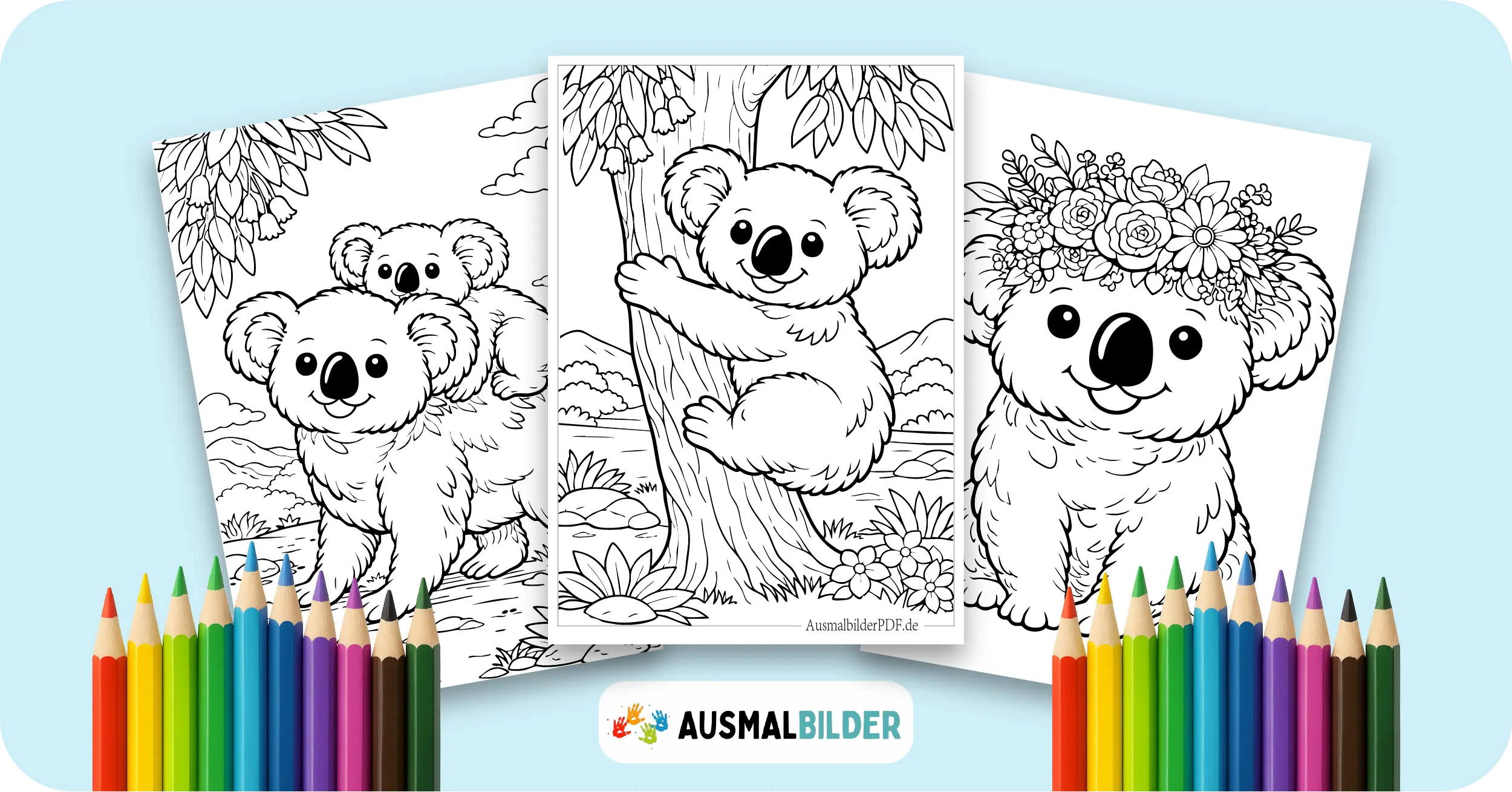 Koala Ausmalbilder kostenlose Malvorlagen zum Ausdrucken für Kinder und Erwachsene