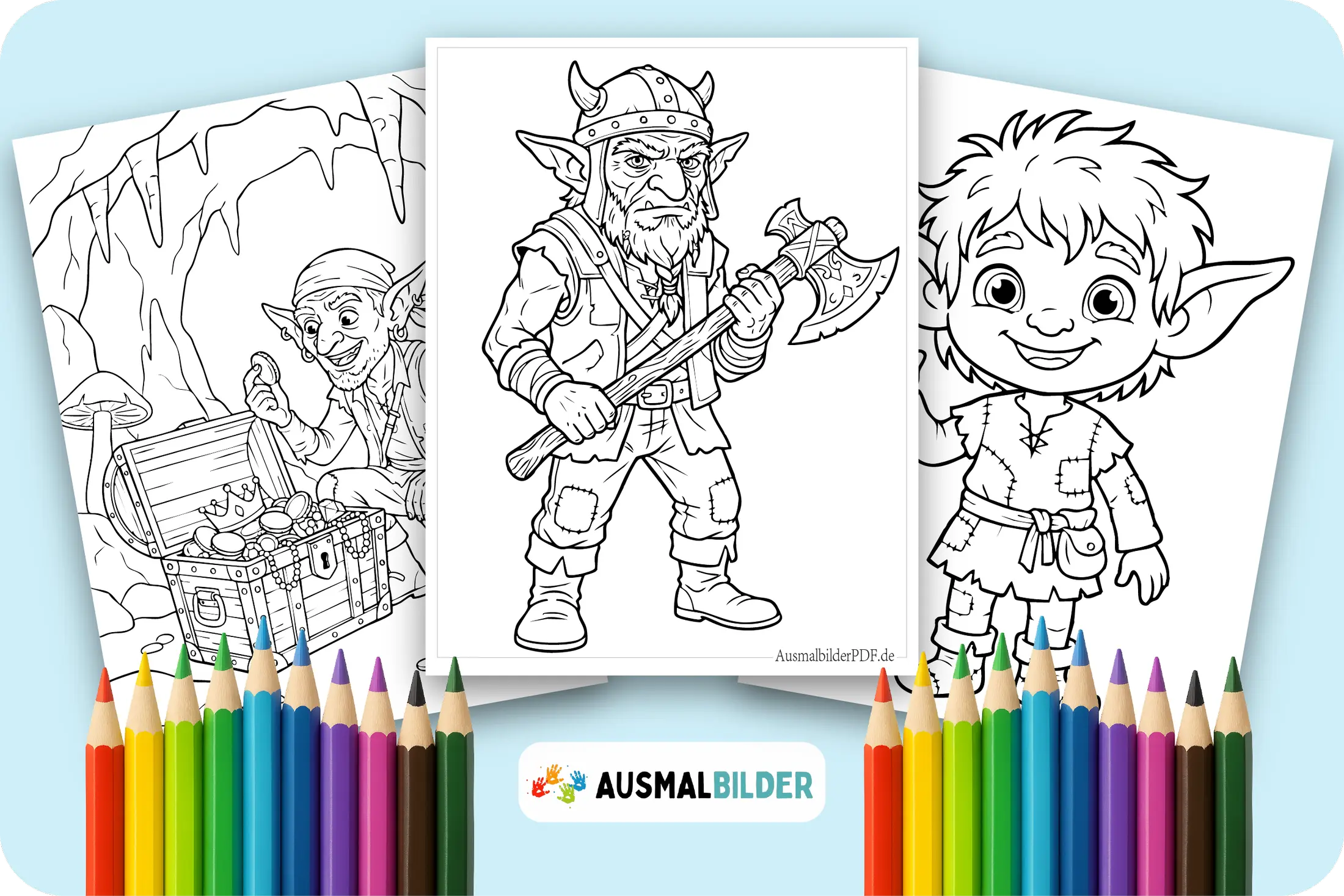 Kobold Ausmalbilder zum kostenlosen Ausdrucken für kleine Fabelwesen Fans