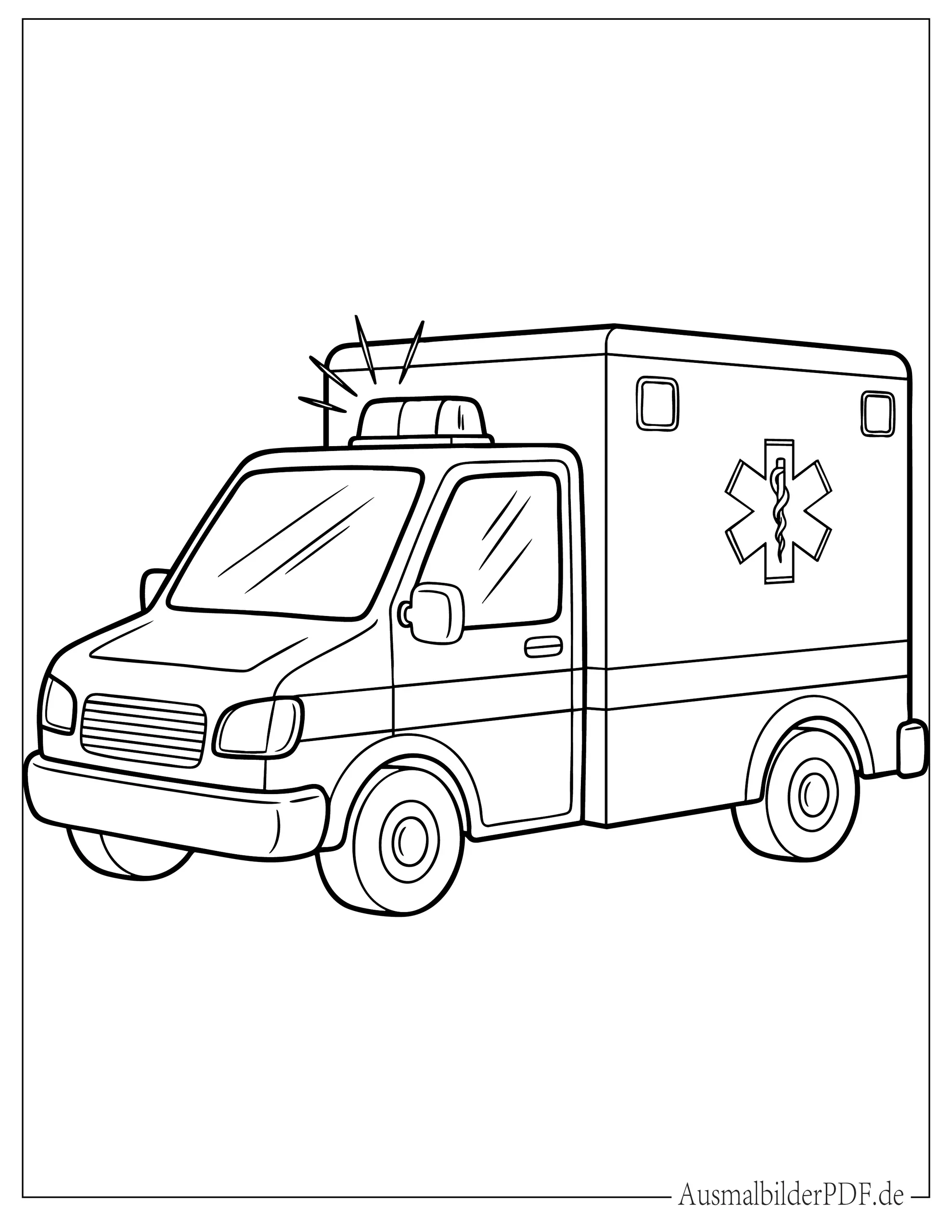 Einfaches Krankenwagen Ausmalbild für Kinder