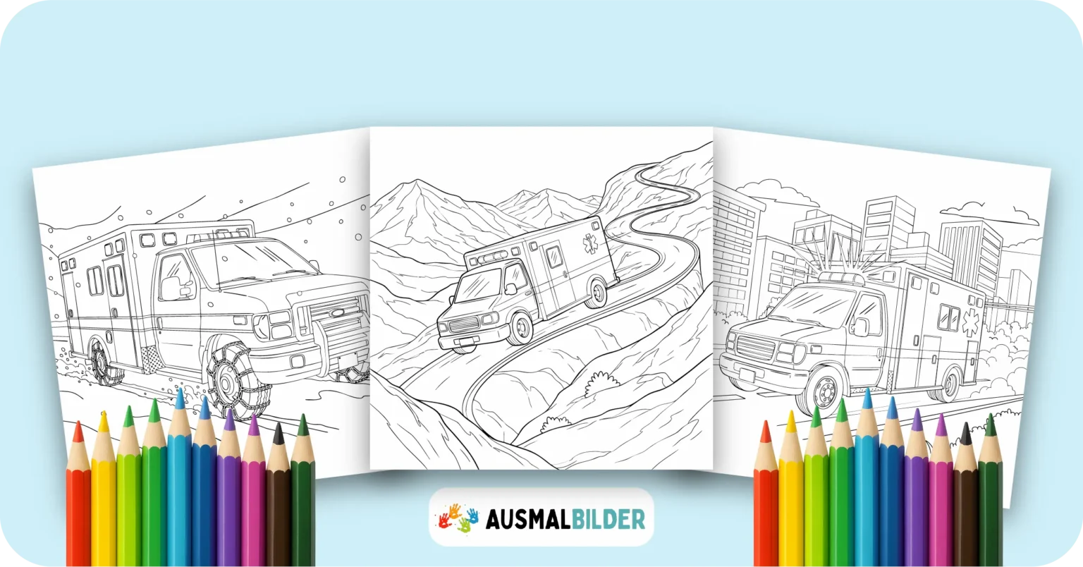 Krankenwagen Ausmalbilder kostenlose Malvorlagen zum Ausdrucken für Kinder und Erwachsene