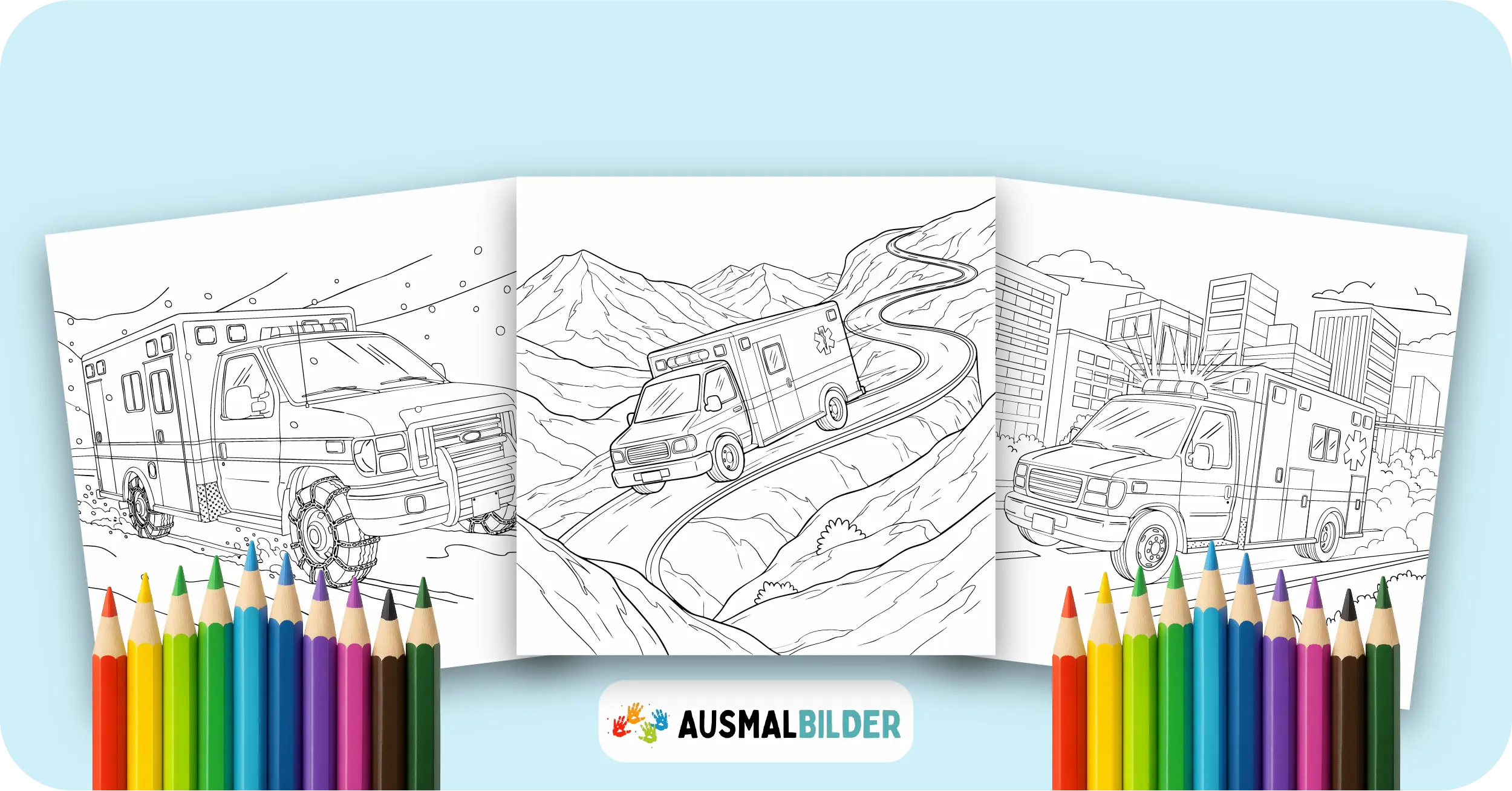 Krankenwagen Ausmalbilder kostenlose Malvorlagen zum Ausdrucken für Kinder und Erwachsene