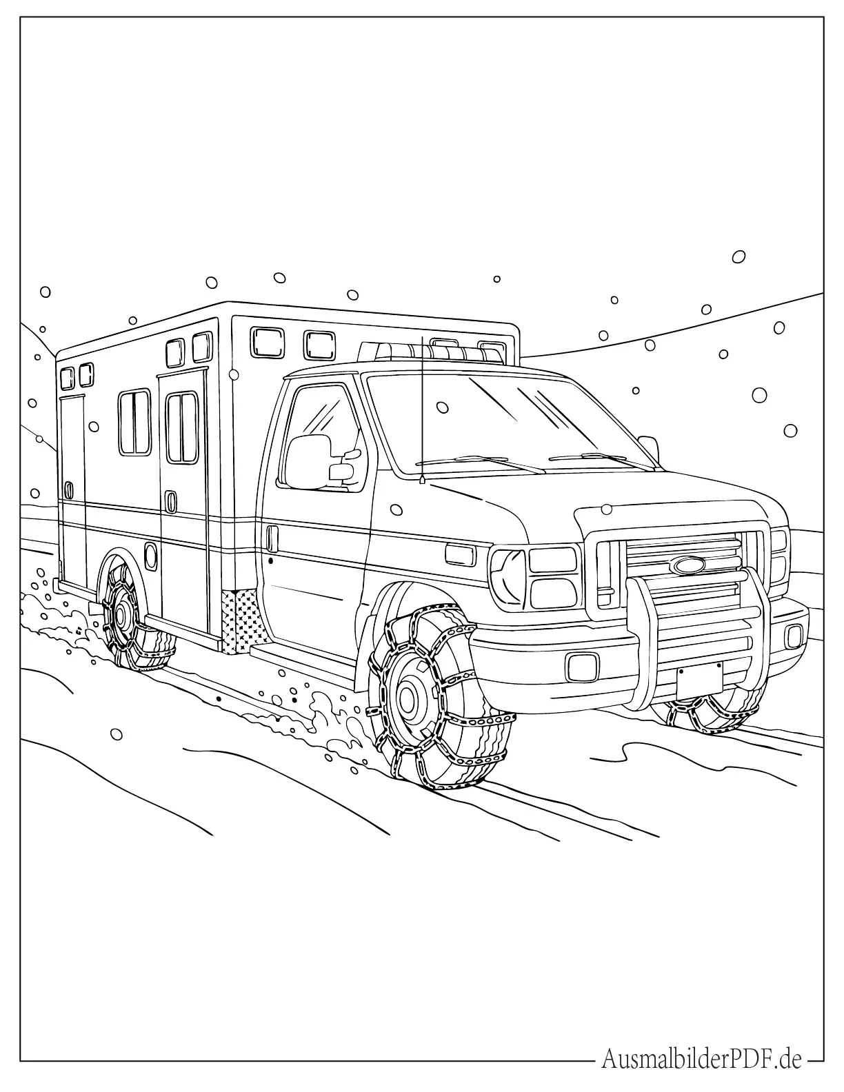 Krankenwagen im Schnee Ausmalbild