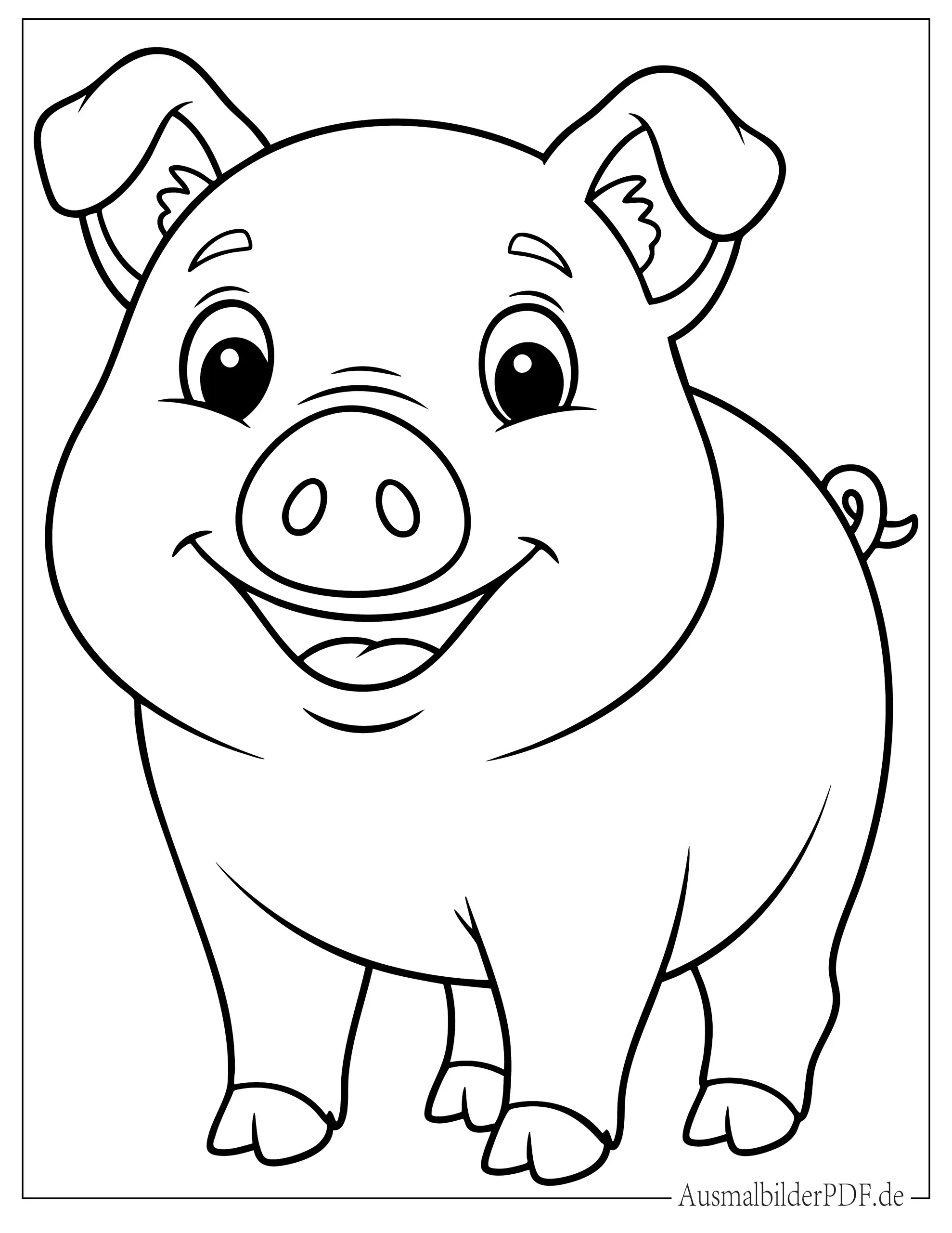 Lachendes Cartoon Schwein Malvorlage für Vorschulkinder