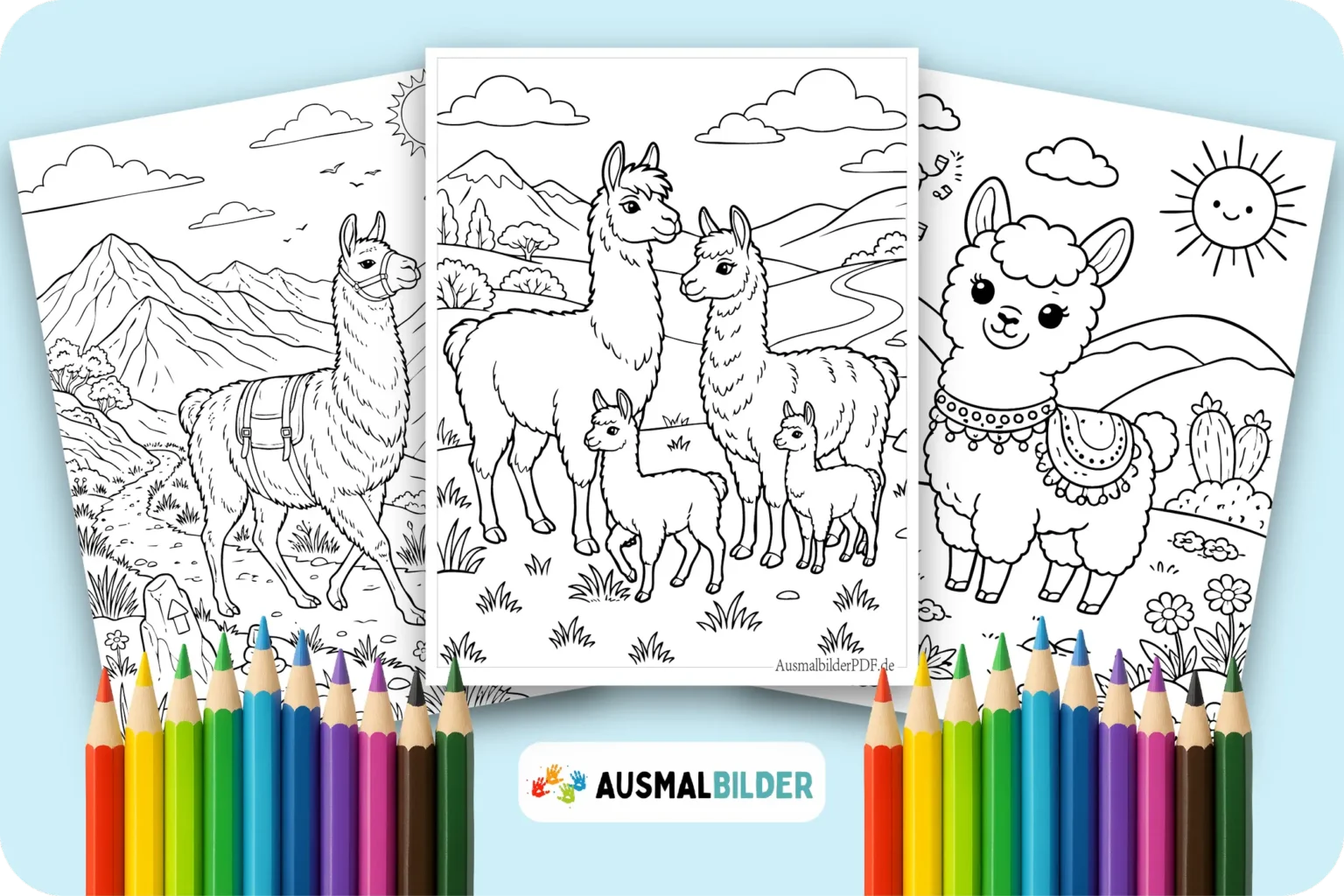 Lama Ausmalbilder kostenlose zum Ausdrucken für Kinder jeden Alters