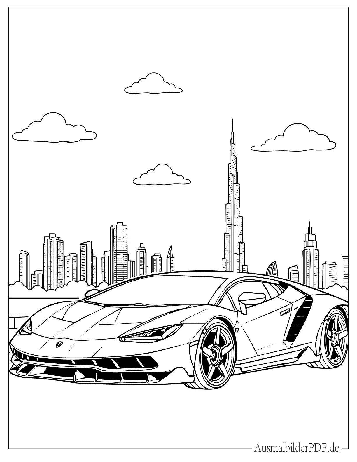 Lamborghini Centenario vor dem Burj Khalifa Ausmalbild