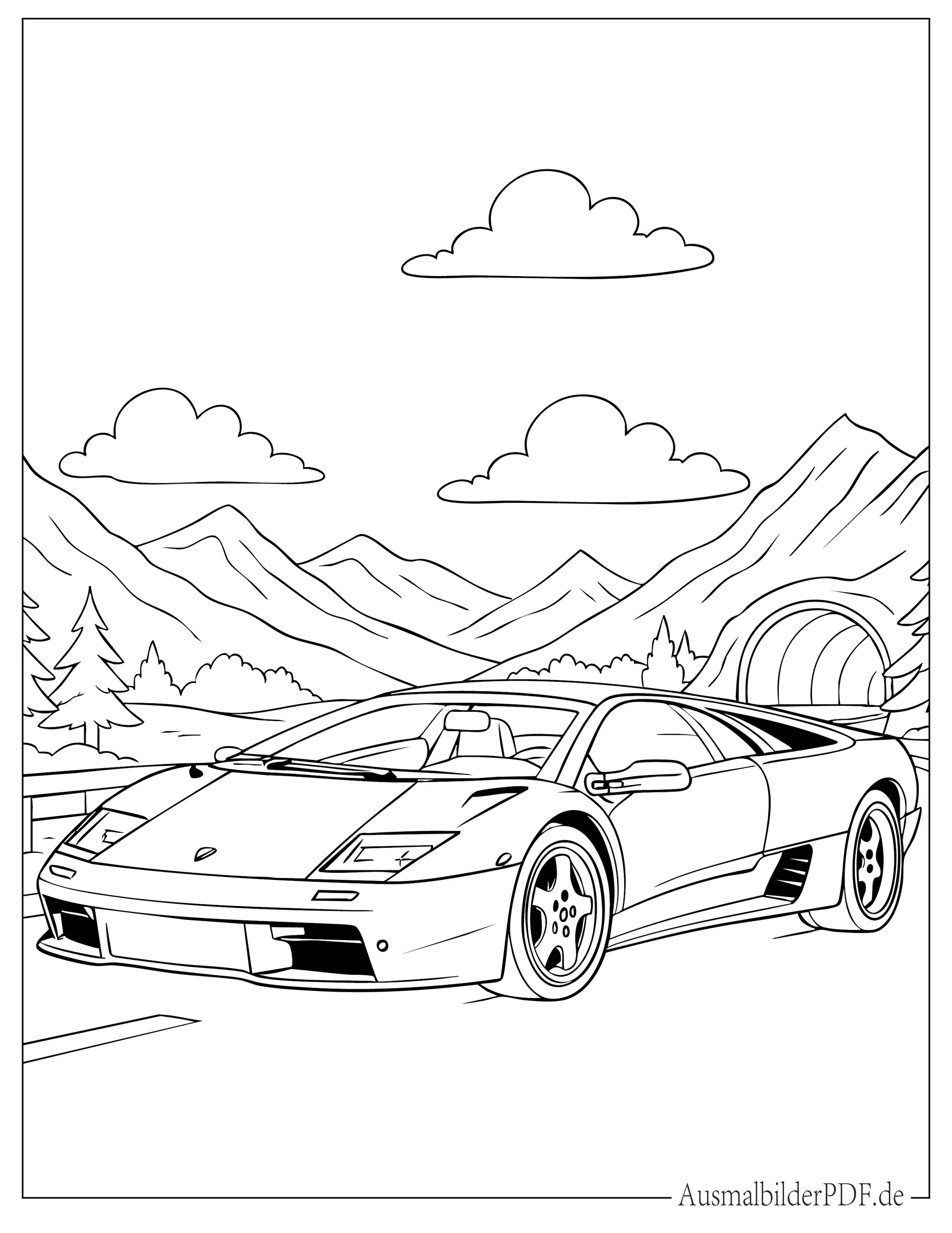 Einfaches Lamborghini Diablo Ausmalbild für Kinder