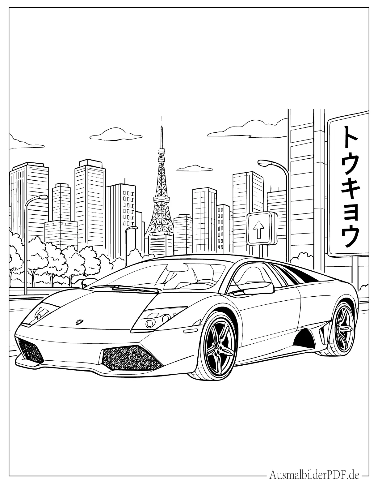 Lamborghini Murciélago geparkt in Peking China Ausmalbild