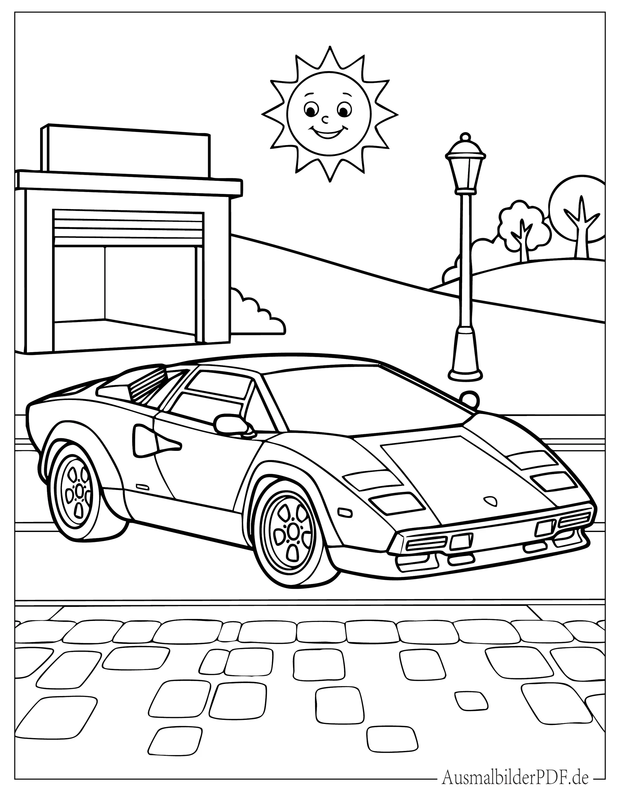 Einfache Lamborghini Umriss Malvorlage für Kinder