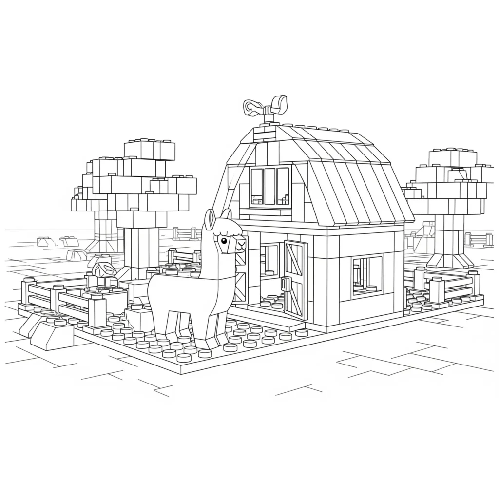 12 Alpaka Ausmalbilder (Kostenlos Malvorlage zum Ausdrucken) LEGO Alpaka Malvorlage als Ausmalbild für Kinder, einfach zum Ausdrucken und Ausmalen