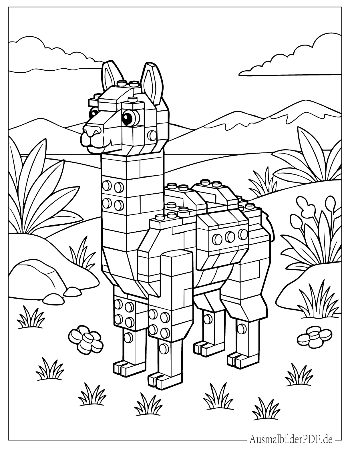 LEGO Alpaka Ausmalbild für Kinder