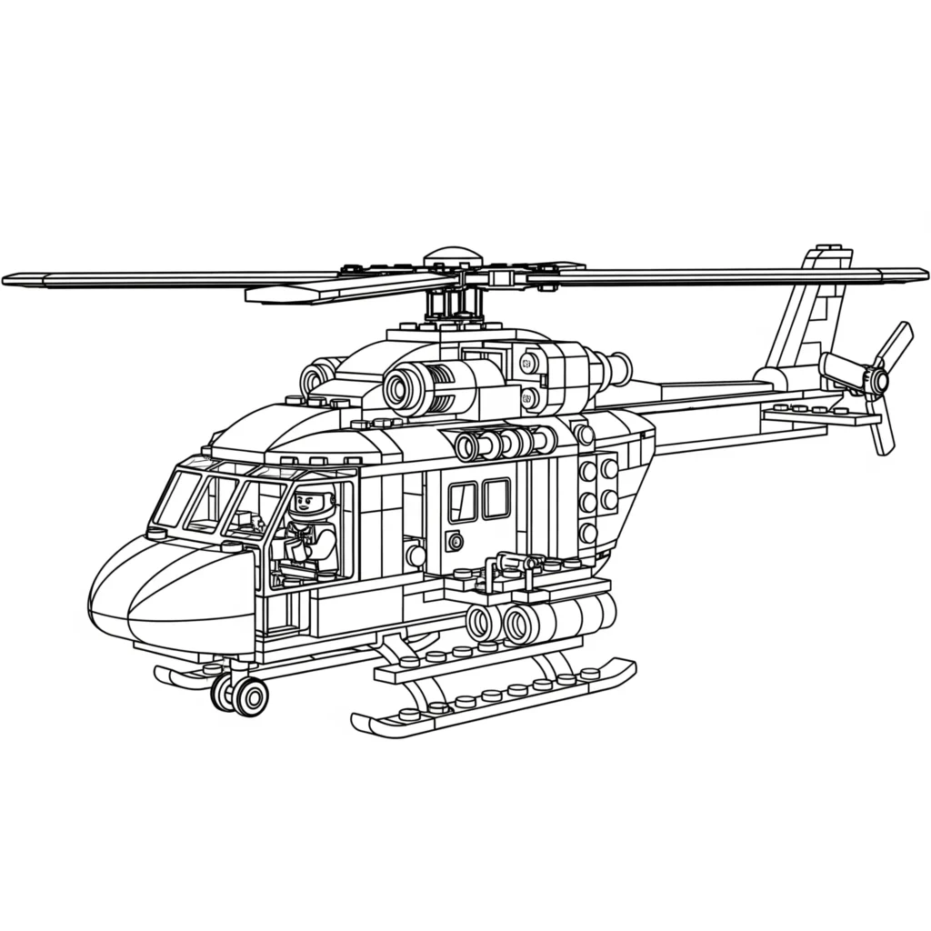 Hubschrauber Ausmalbilder (Gratis Malvorlage zum Ausdrucken) Diese LEGO Hubschrauber Malvorlage mit Pilot steht als PDF zum Ausdrucken bereit und eignet sich gut für kreative Aktivitäten zu Hause.