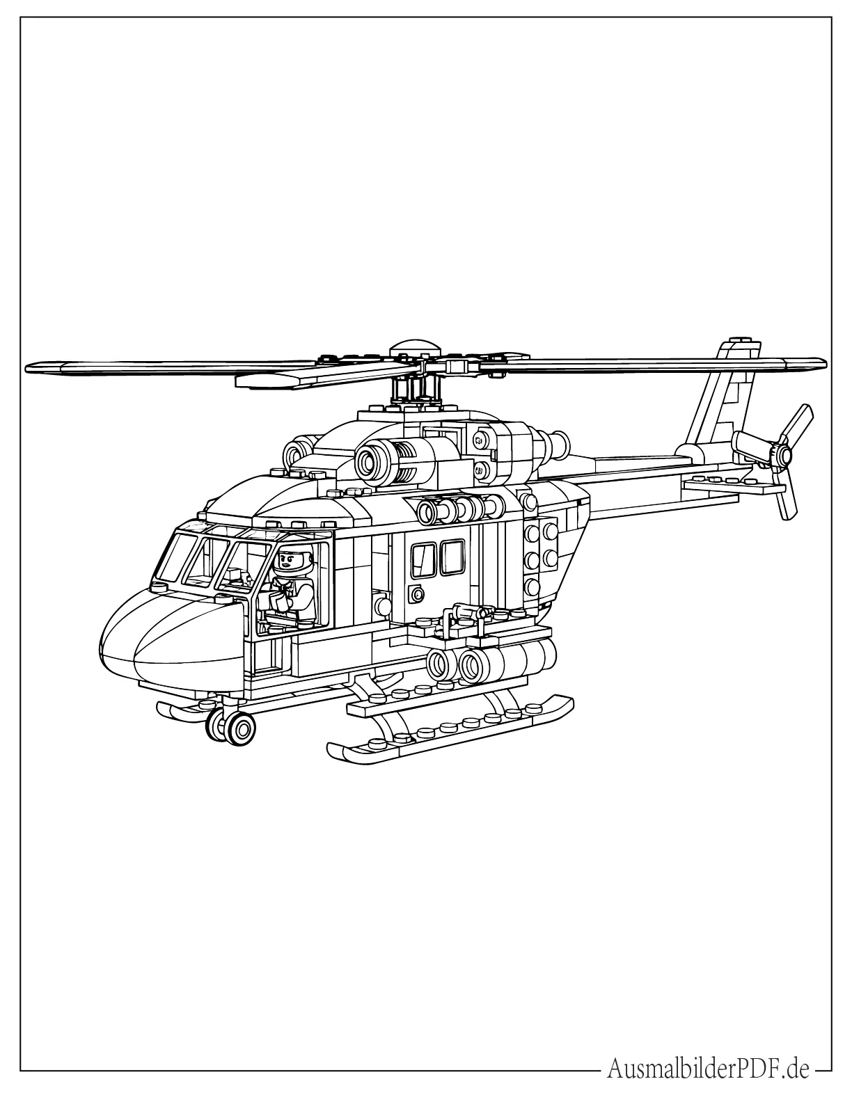 LEGO Hubschrauber mit Pilot zum Ausmalen
