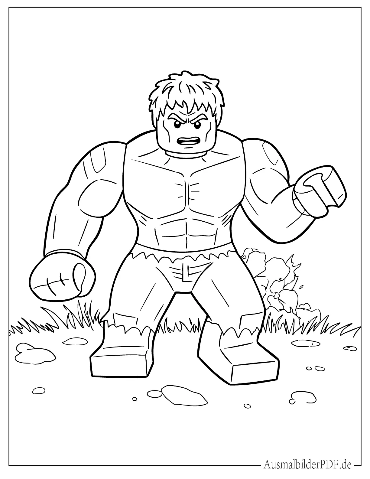 Niedlicher Lego Hulk Ausmalvorlage für Kinder