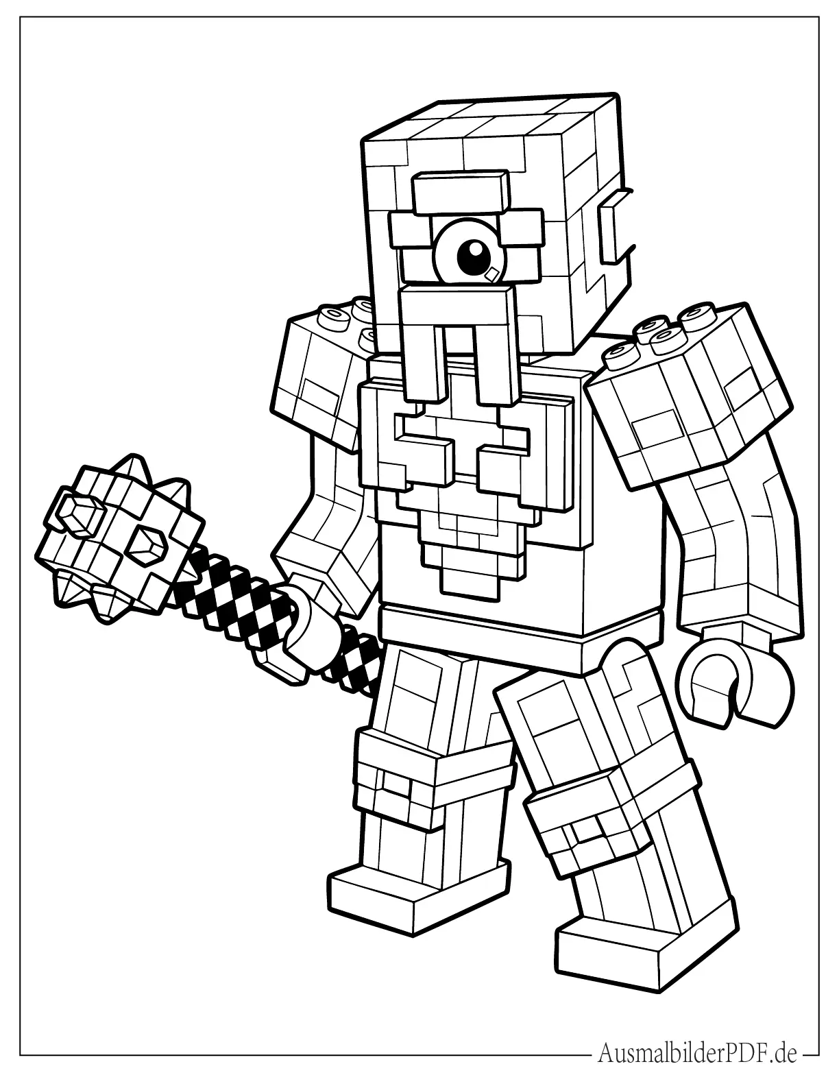 Lego Minecraft Wächterkrieger zum Ausmalen