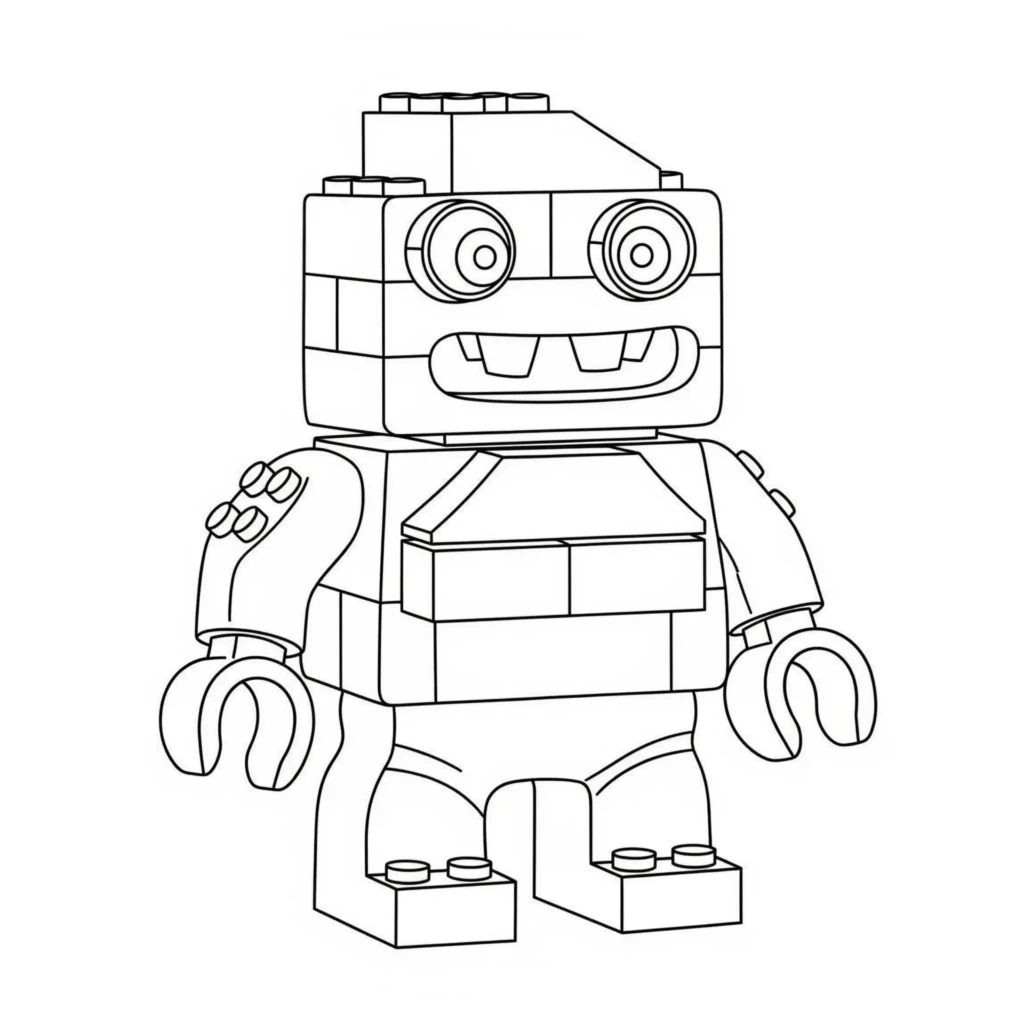 Ausmalbild eines Lego Monsters für Kinder zum Ausdrucken und Ausmalen kostenlos