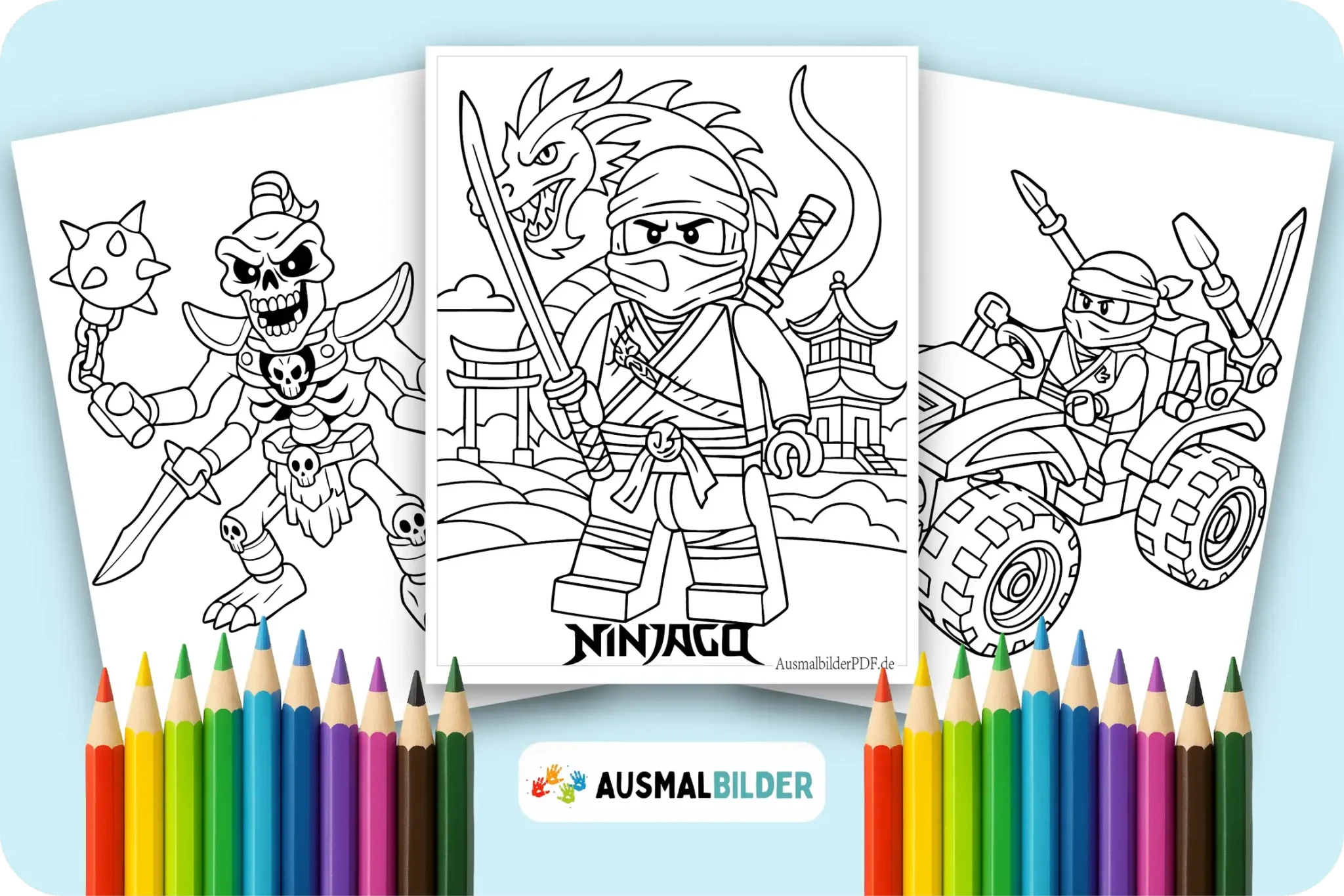 Lego Ninjago Ausmalbilder zum kostenlosen Ausdrucken für kleine Ninja Fans
