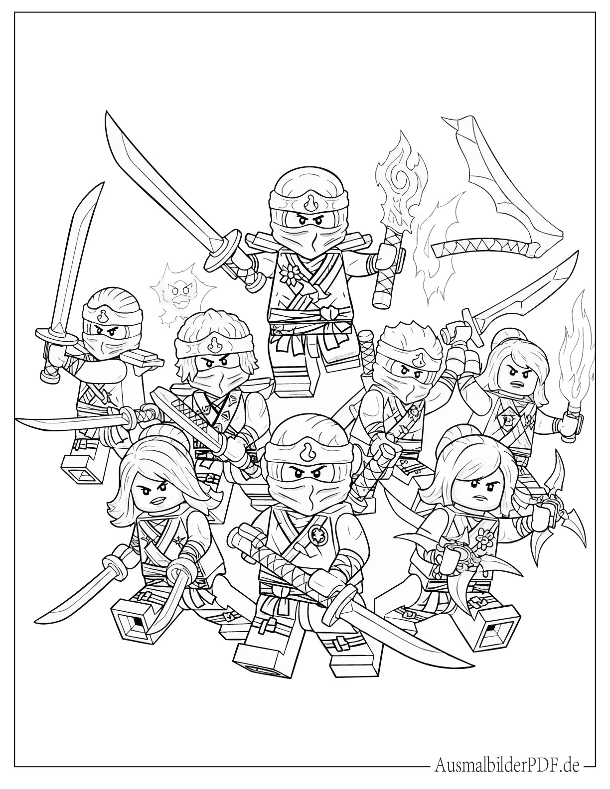 Lego Ninjago kampfbereit zum Ausmalen
