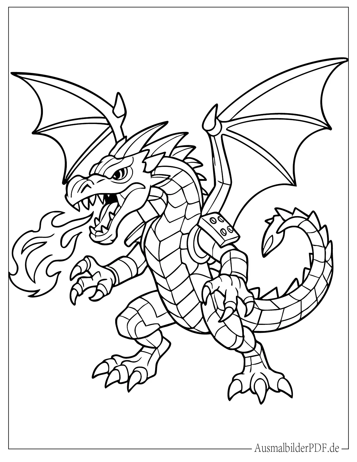 Lego Ninjago Drache atmet Feuer Ausmalvorlage
