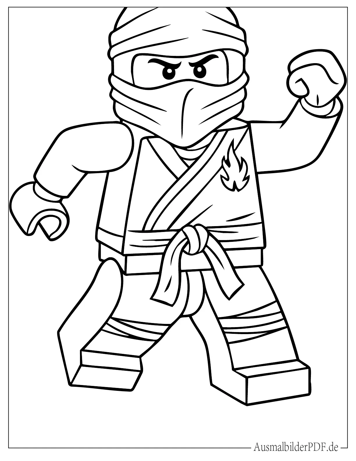 Lego Ninjago Kai Feuer Ninja Ausdruckbare Malvorlage für kleine Kinder