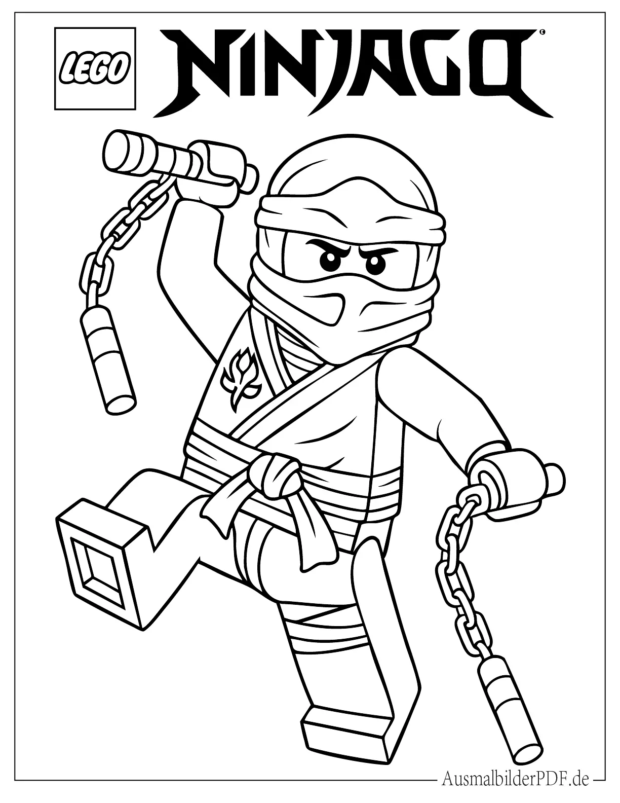 Lego Ninjago Kai benutzt Nunchaku Malvorlage