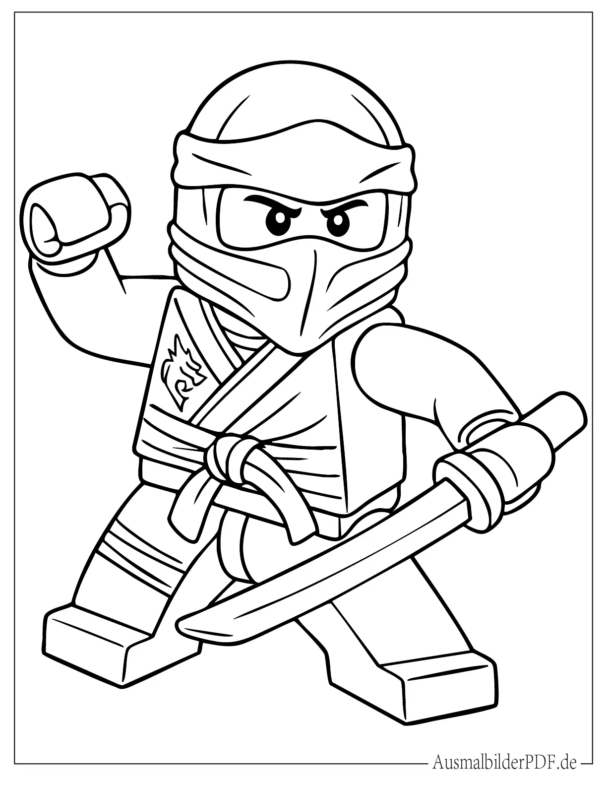 Lego Ninjago Grüner Ninja Lloyd Malbild für Kinder