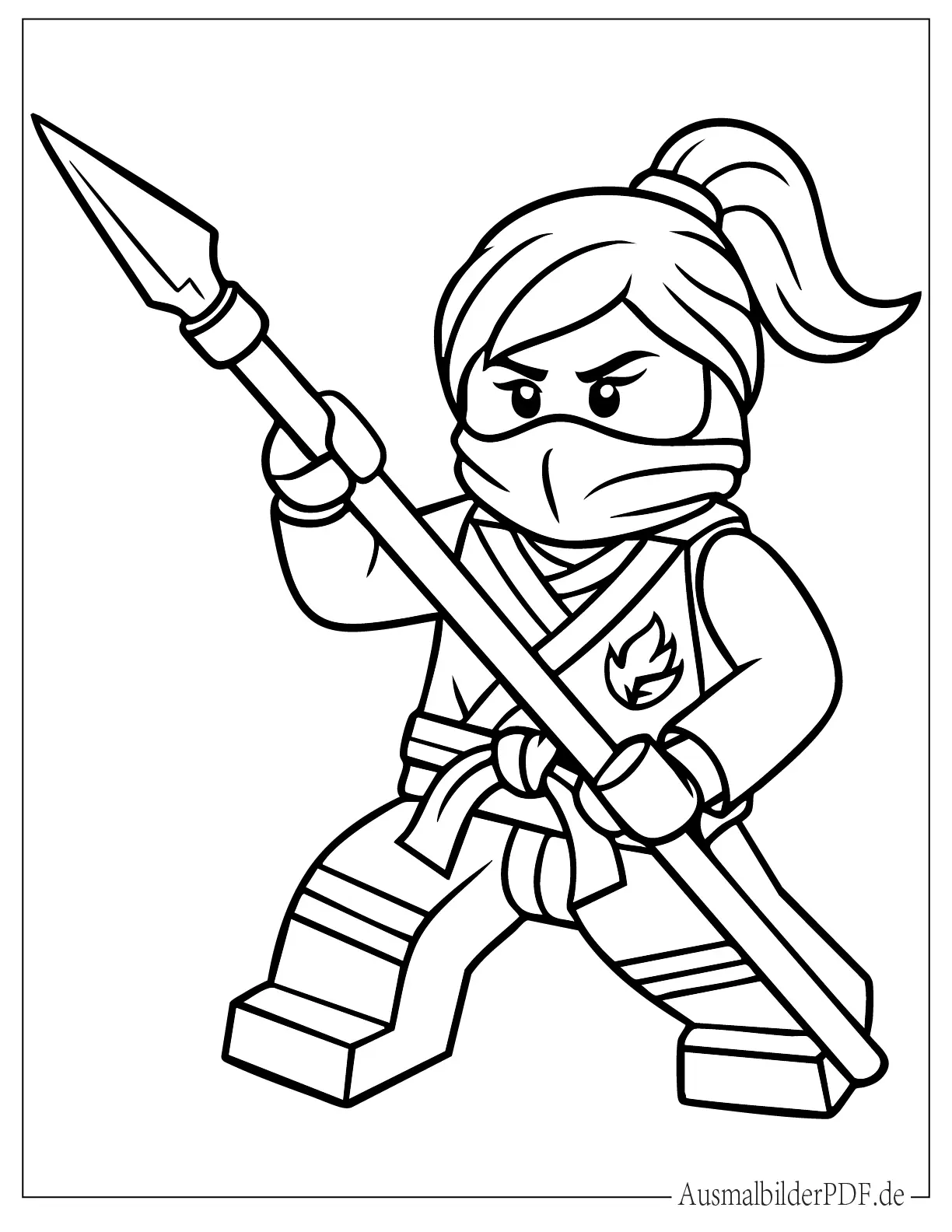 Lego Ninjago Nya mit Speer Ausmalbild