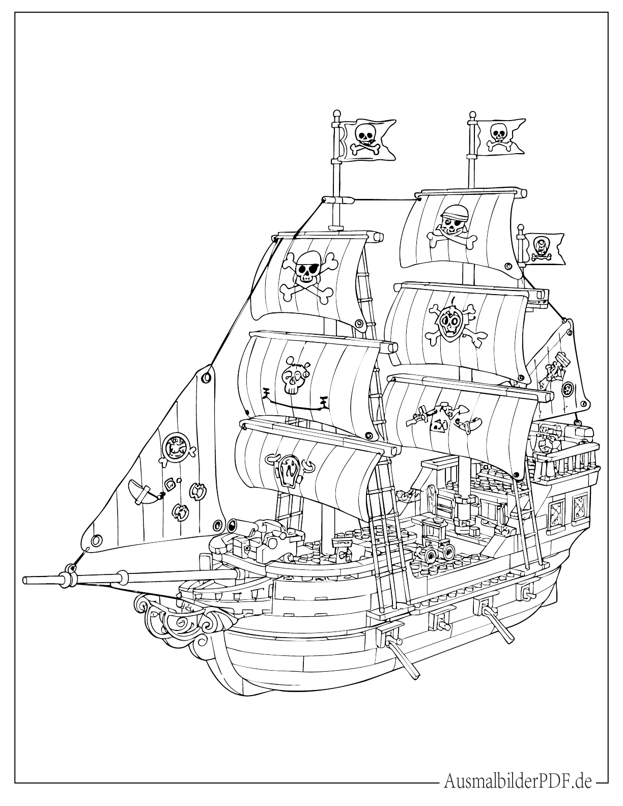 Lego Piratenschiff für Kinder zum Ausmalen