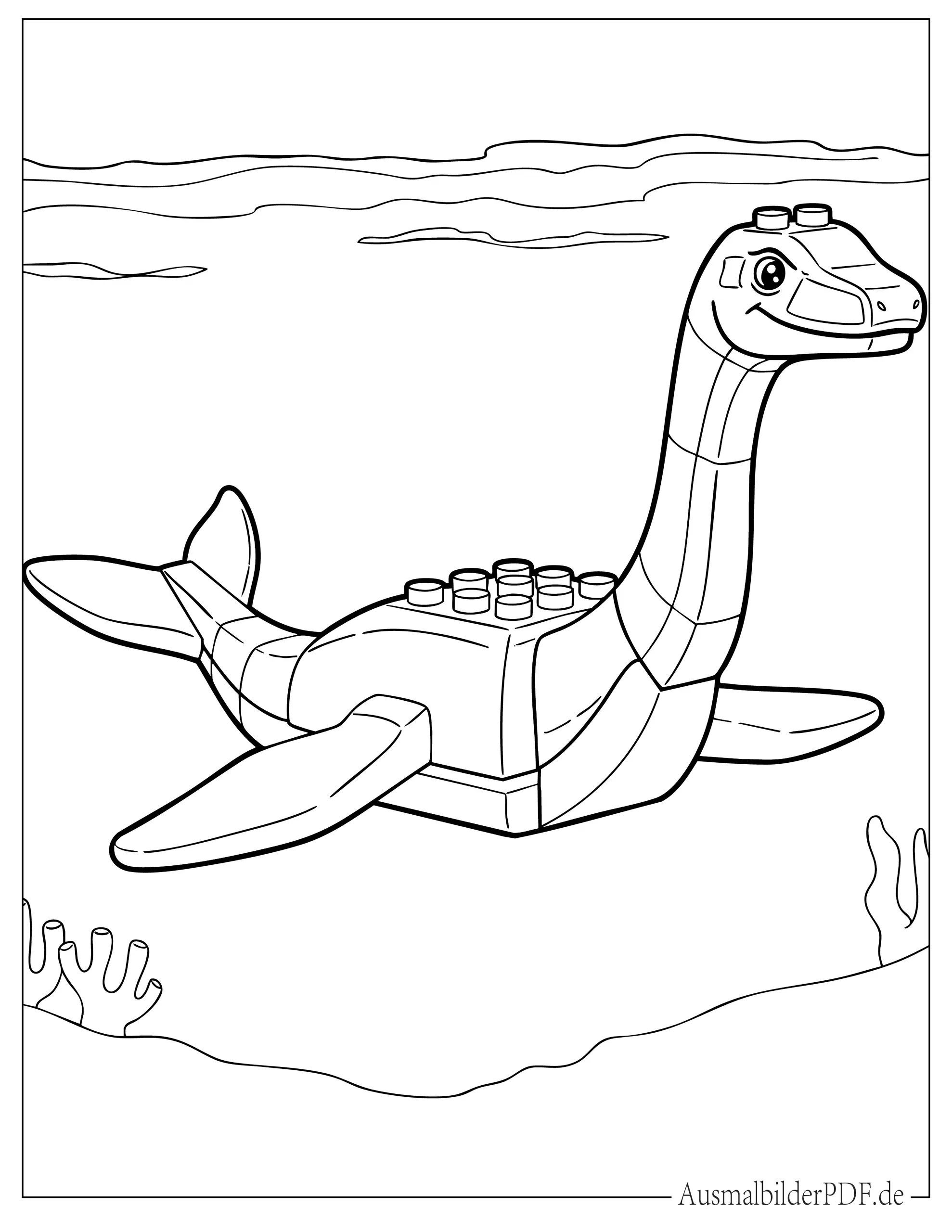 Einfaches Lego Plesiosaurus Malvorlage für kleine Kinder