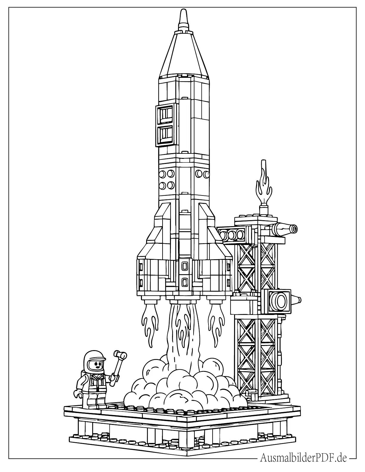 10+ Rakete Ausmalbilder (Kostenlos Malvorlagen zum drucken) Detaillierte Lego Rakete ausdruckbare Malvorlage