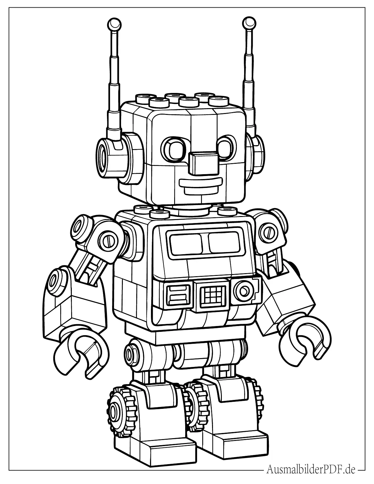 Niedlicher kleiner LEGO Roboter Ausmalbild