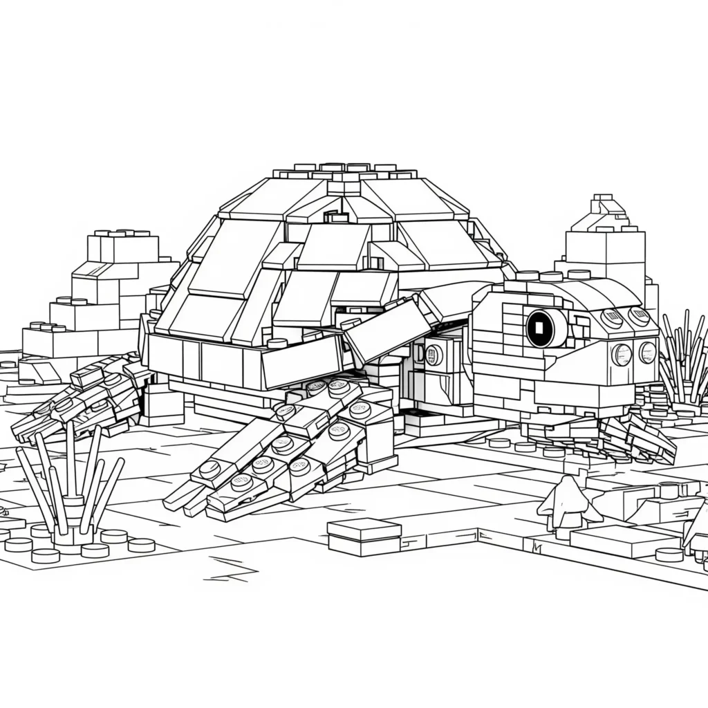 10+ Schildkröte Ausmalbilder (Gratis Malvorlage zum drucken) Eine Lego-Schildkröte aus Bausteinen. Dieses Ausmalbild ist für Kinder und Erwachsene geeignet, zum Ausmalen und Ausdrucken zu Hause.