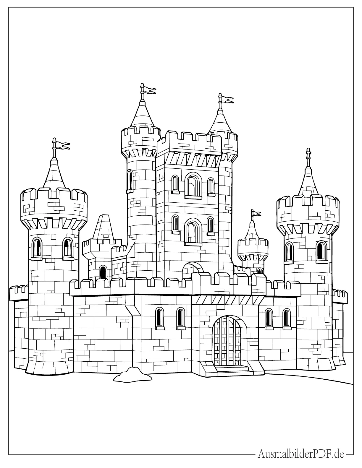 Einfaches Lego Schloss Ausmalbild für kleine Kinder