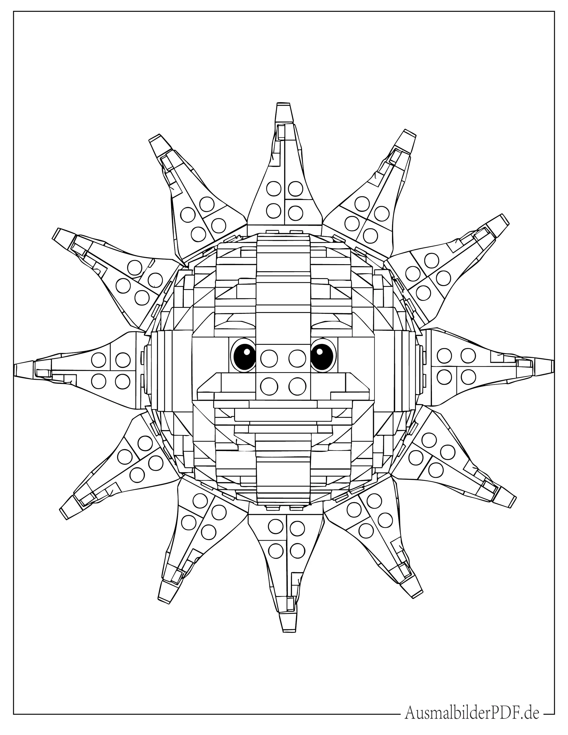 LEGO Sonne Ausmalvorlage für kleine Kinder