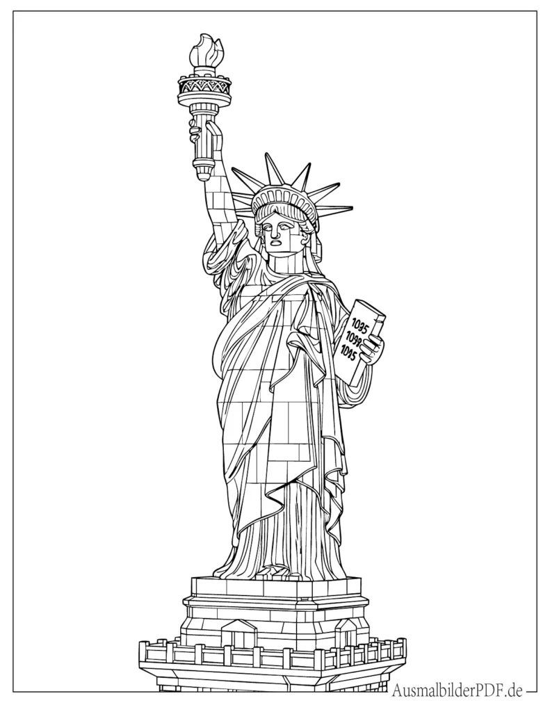 20+ Lego Ausmalbilder (Gratis zum Ausdrucken und Ausmalen) Detaillierte Lego Freiheitsstatue druckbares Ausmalbild