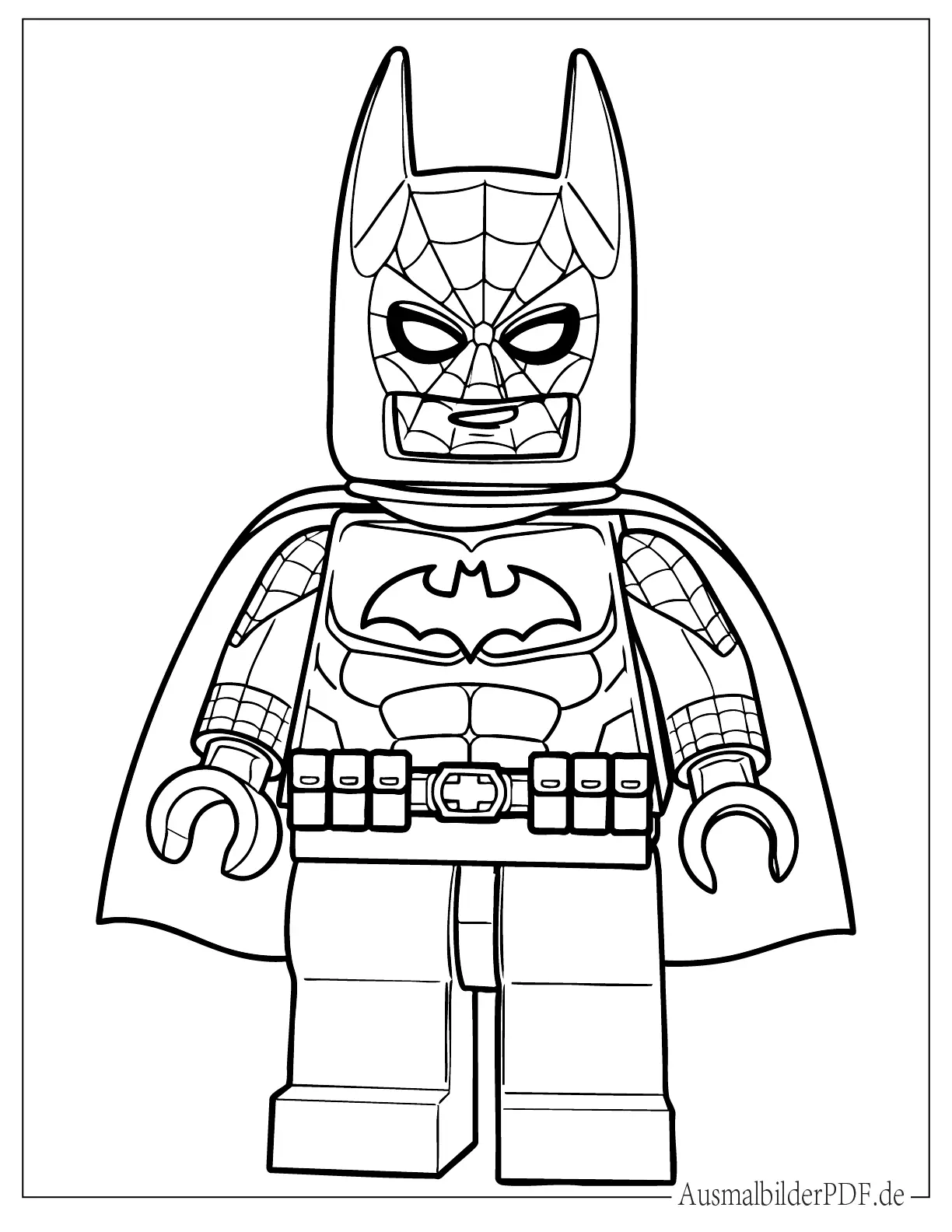 Niedlicher kleiner LEGO Superheld Batman zum Ausmalen