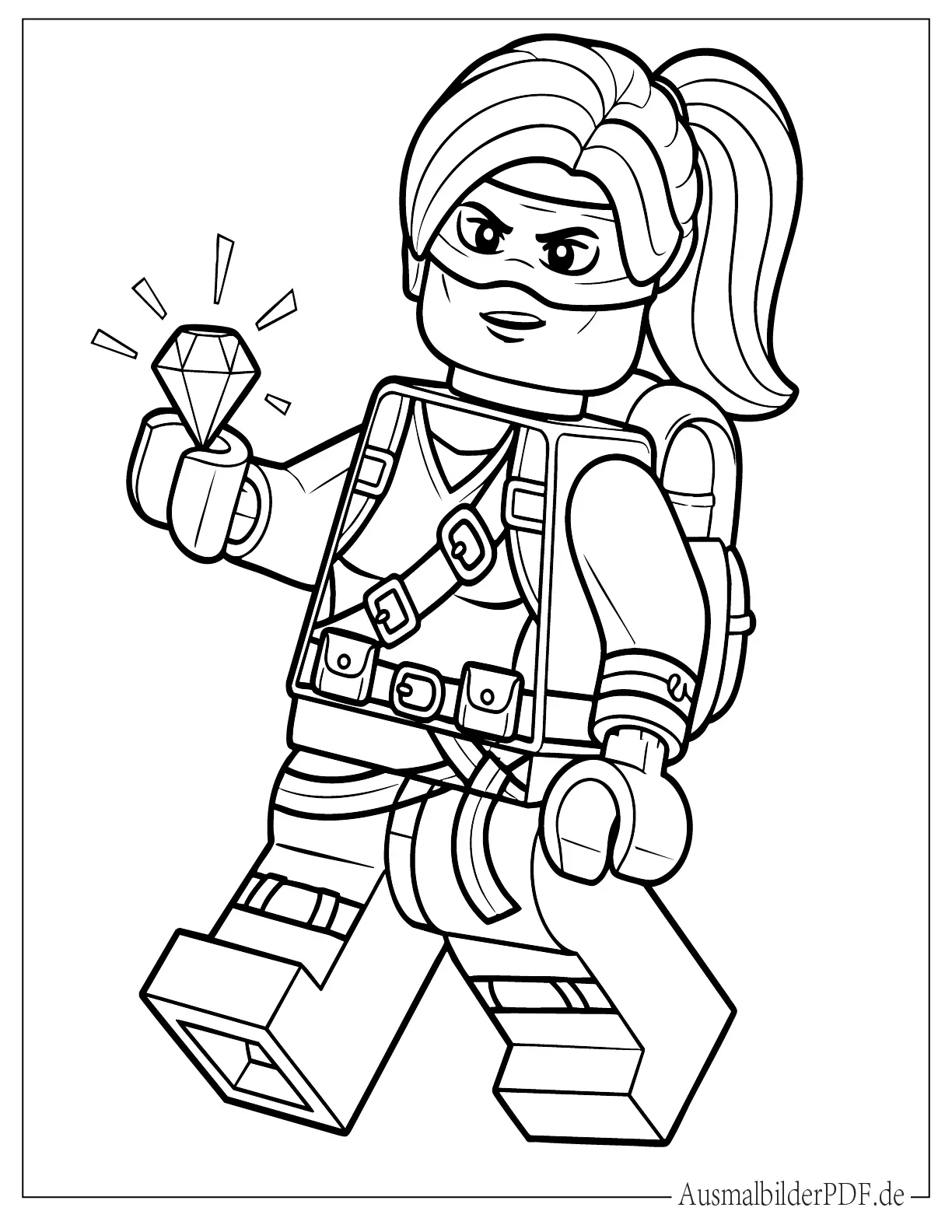 Lego Diebin mit Diamant Ausmalvorlage