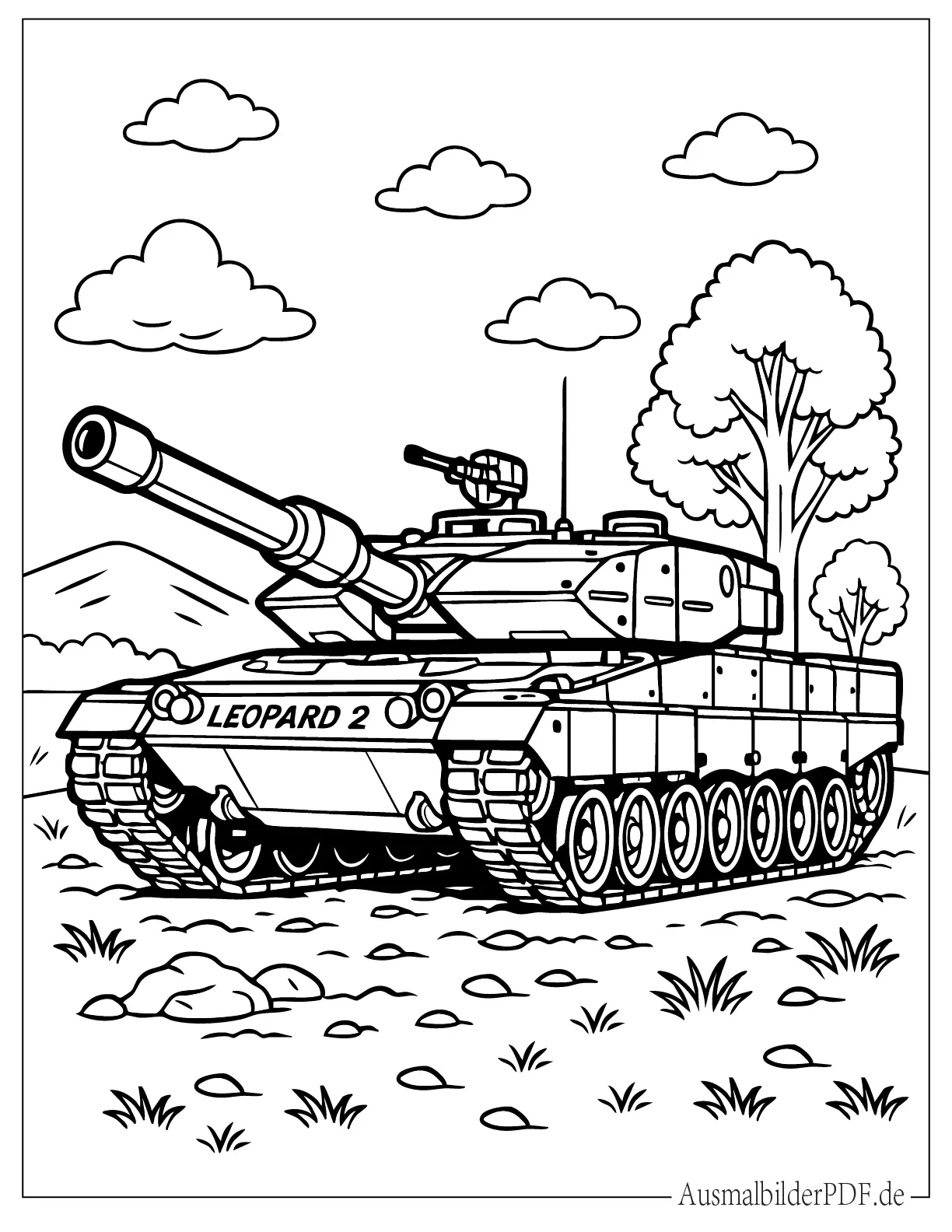 14 Panzer Ausmalbilder (Gratis Vorlagen zum Ausdrucken) Realistischer Leopard 2 Panzer druckbares Malvorlage