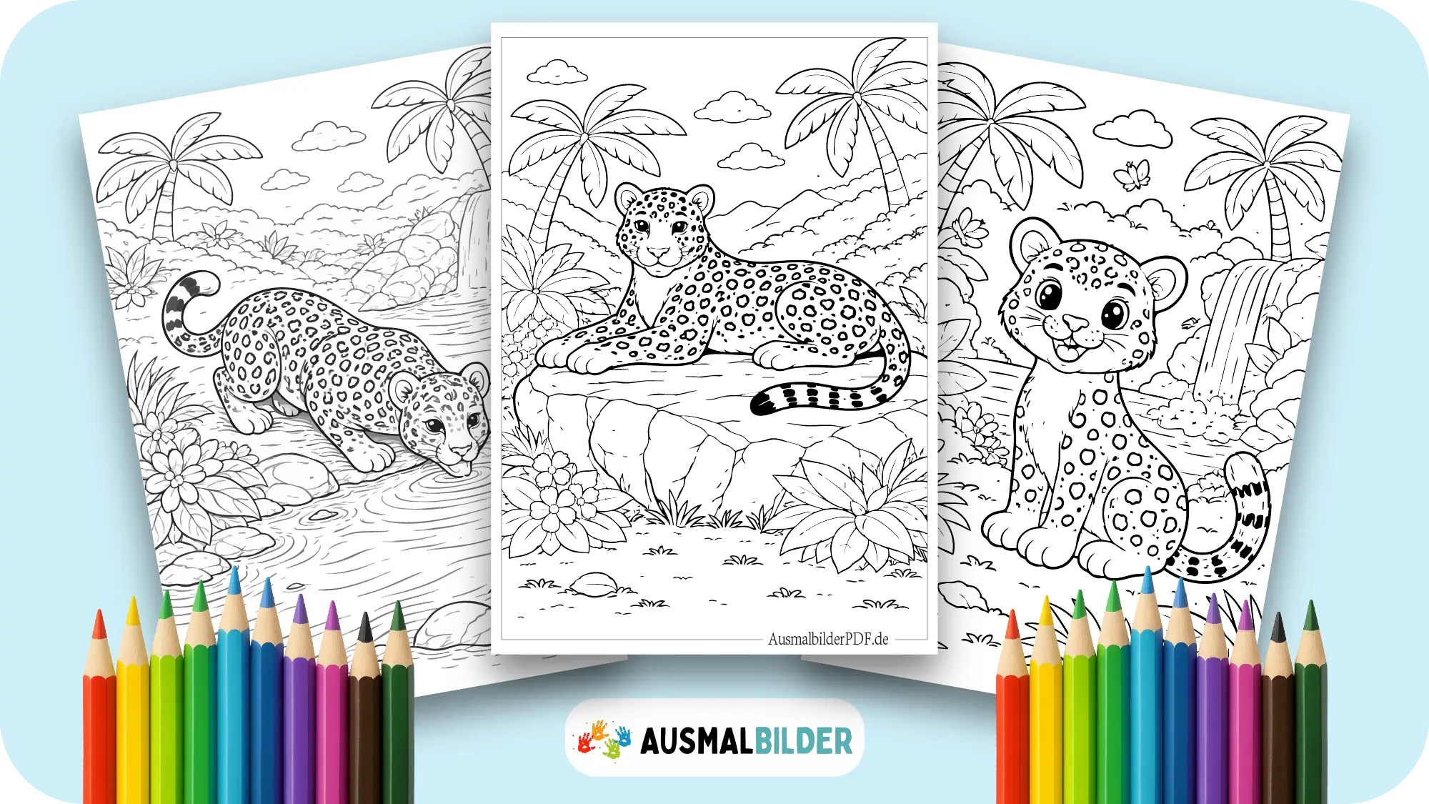 Leopard Ausmalbilder kostenlose Vorlagen zum Ausdrucken für Kinder jeden Alters