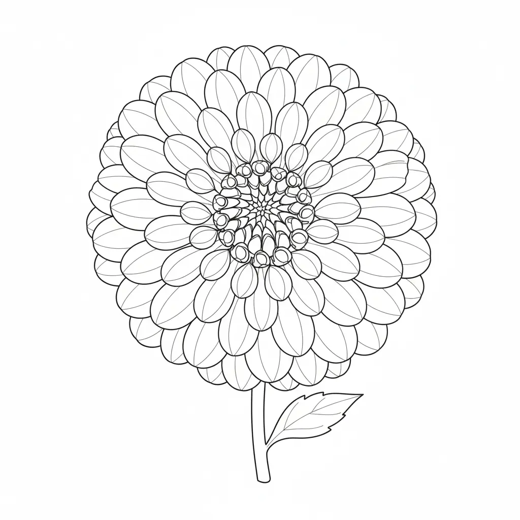 30+ Blumen Ausmalbilder (Gratis Malvorlage zum Ausdrucken) Ein zartes Ausmalbild einer kleinen Dahlienblüte namens Linda, ideal zum Drucken und für kreative, entspannende Ausmalstunden