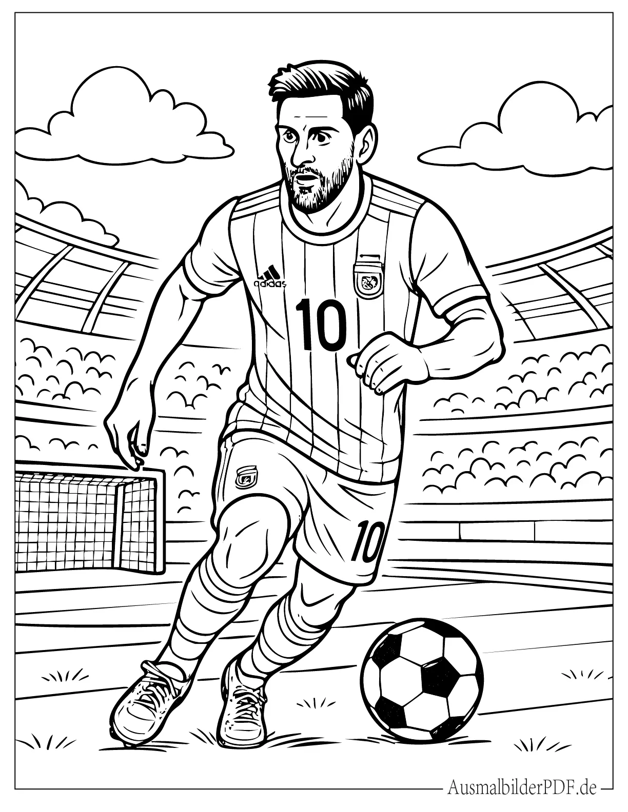 Lionel Messi auf dem Fußballfeld Malbild