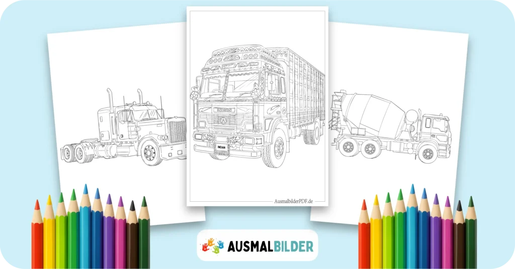 LKW Ausmalbilder kostenlose Malvorlagen zum Ausdrucken für Kinder und Erwachsene