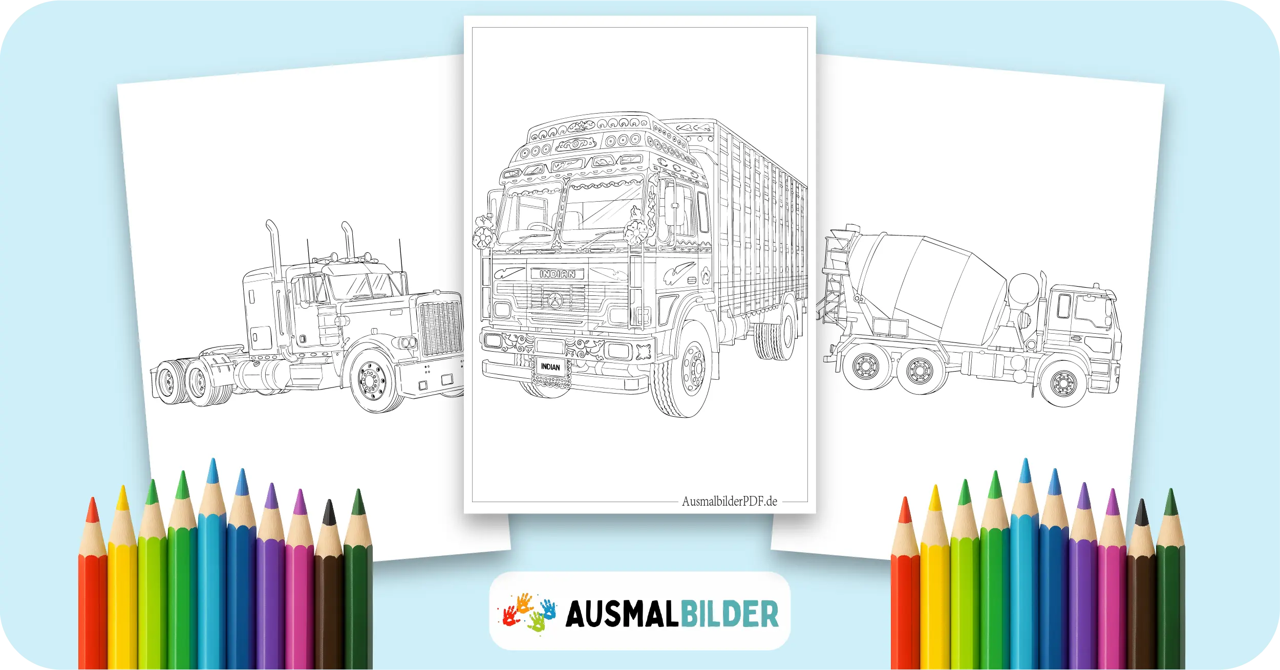 LKW Ausmalbilder kostenlose Malvorlagen zum Ausdrucken für Kinder und Erwachsene