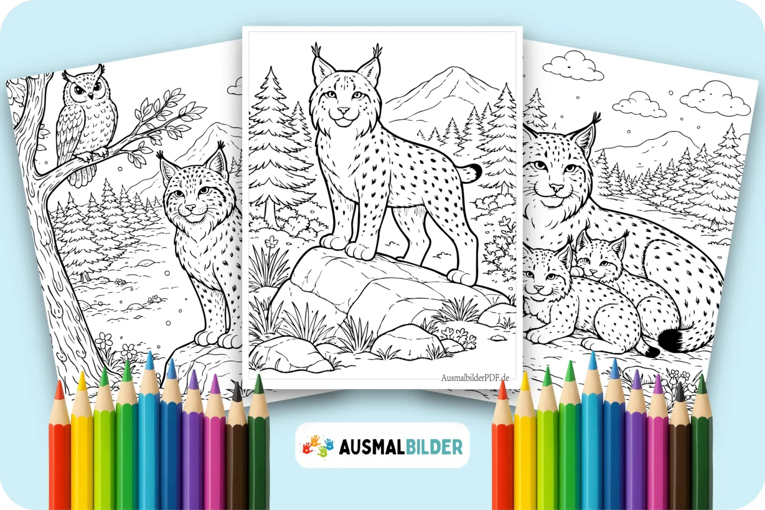Luchs Ausmalbilder kostenlose zum Ausdrucken für Kinder und Erwachsene