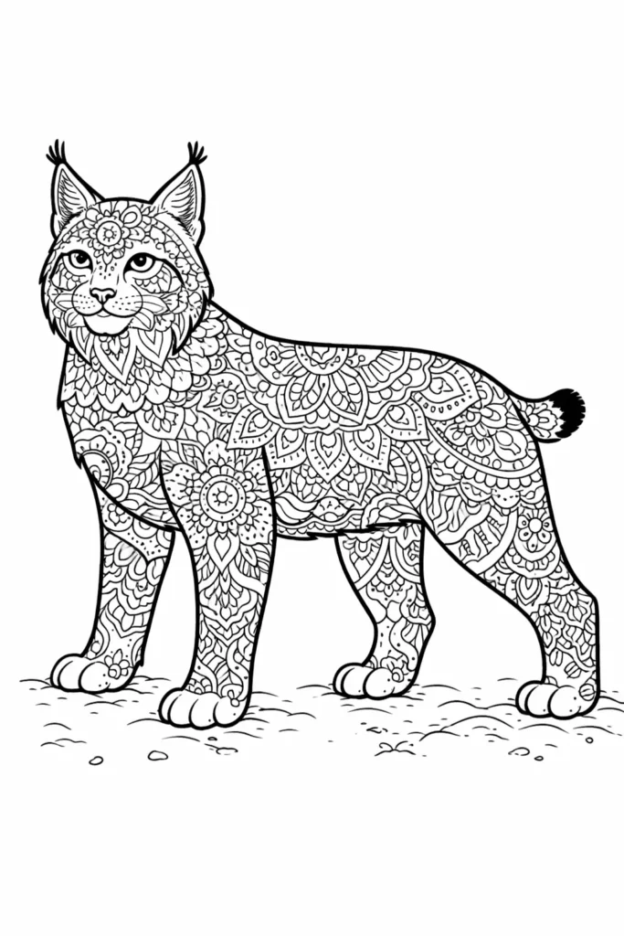 10+ Luchs Ausmalbilder (Kostenlos Malvorlage zum Ausdrucken) Detailliertes Luchs Mandala Ausmalbild zum Ausdrucken kostenlos, perfekt für Kinder und Erwachsene für kreative und entspannte Stunden.