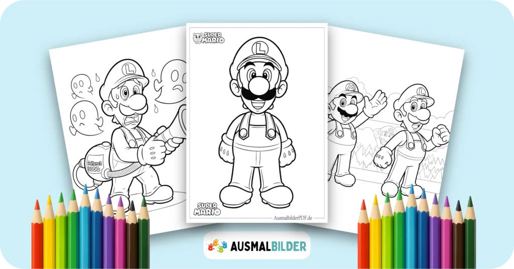 Luigi Ausmalbilder kostenlose Malvorlagen zum Ausdrucken für Kinder und Erwachsene