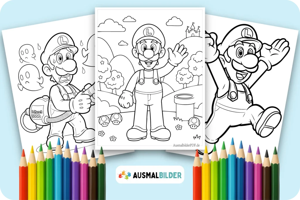 Luigi Ausmalbilder kostenlose zum Ausdrucken für Kinder jeden Alters