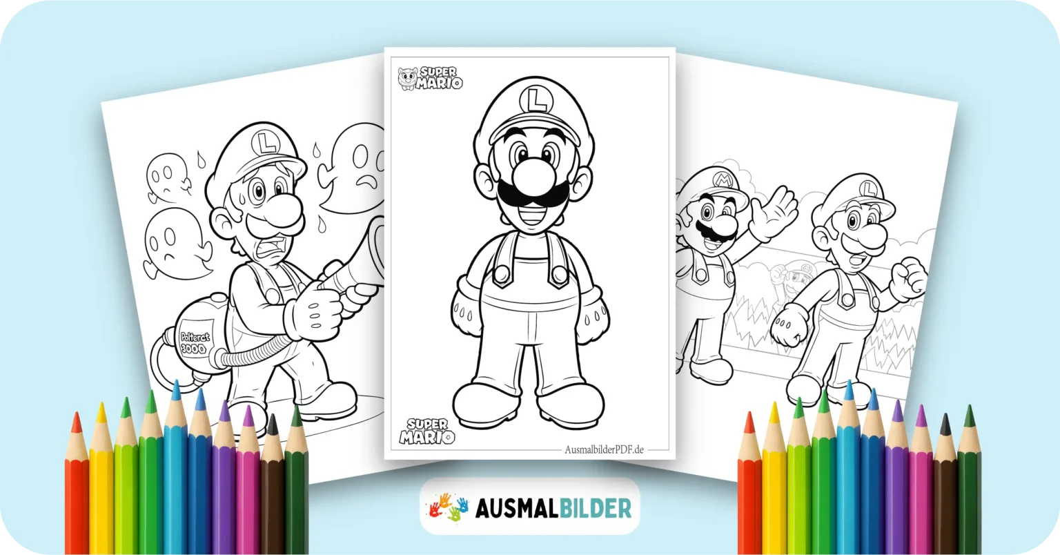 Luigi Ausmalbilder kostenlose Malvorlagen zum Ausdrucken für Kinder und Erwachsene