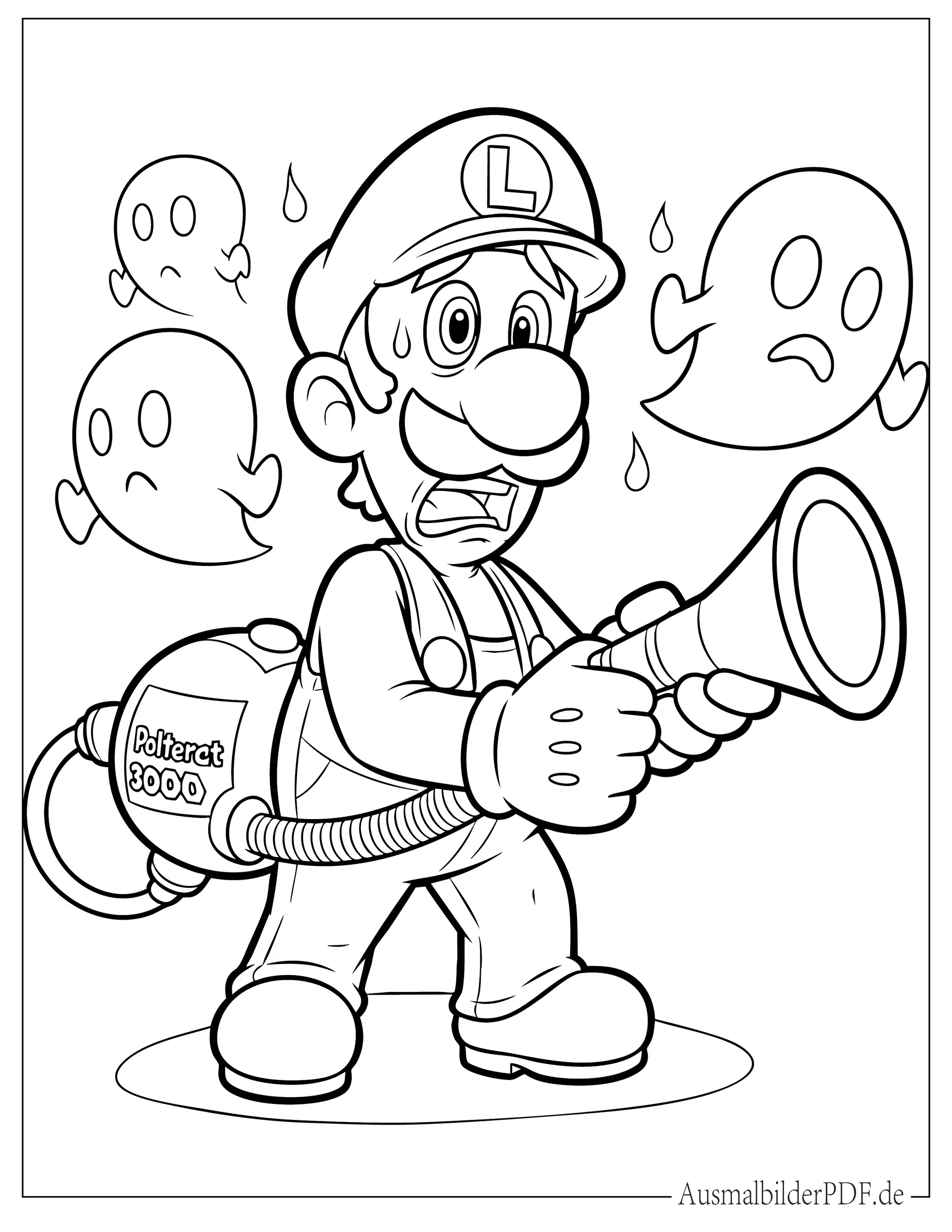 10+ Luigi Ausmalbilder (Kostenlos Malvorlagen zum Ausdrucken) Luigi in Luigis Villa Ausmalvorlage
